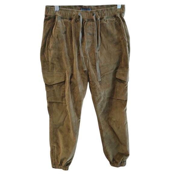 Sanctuary Mia Trooper Brown Corduroy Elastic Waist Cargo Jogger Pants XS Pull On - Picture 2 of 12